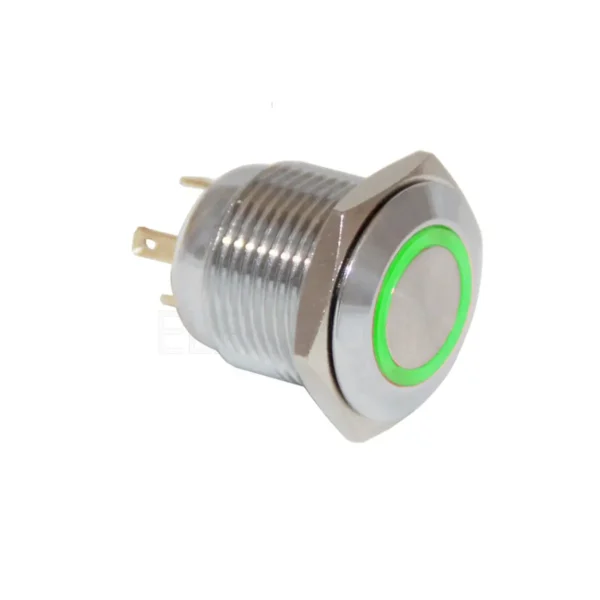 16mm Yeşil Halka Ledli Buton IP65 4 Pin