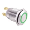 19mm Yeşil Halka Ledli Buton IP65 4 Pin