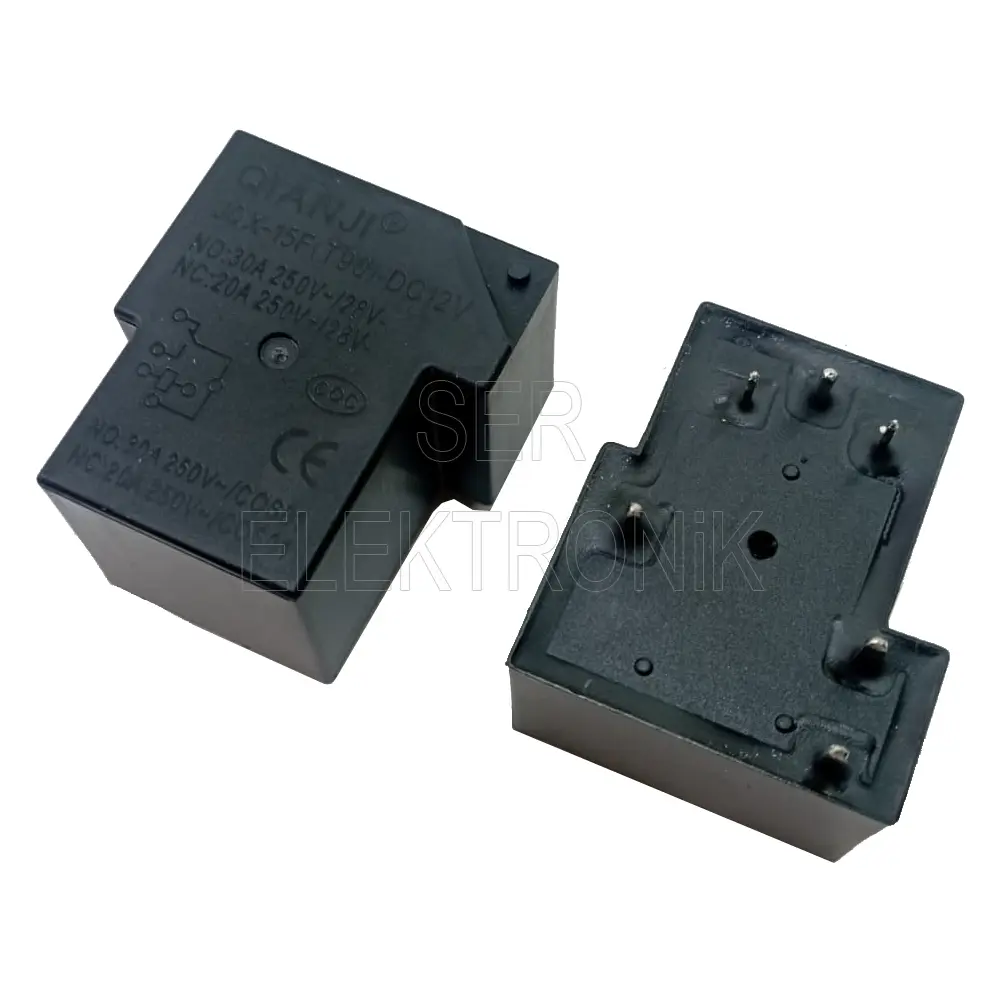 Qianji – JQX-15F(T90)-DC12V 30A 6pin Röle » Ser Elektronik