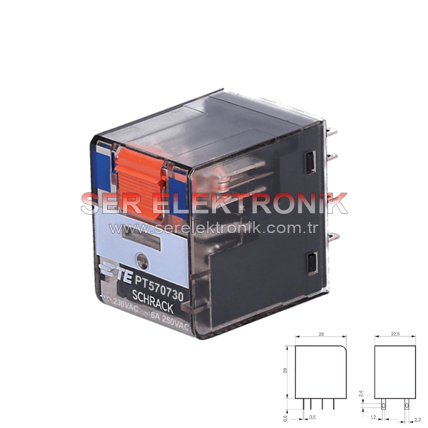 SCHRACK – PT570730 230V AC 6A 14PİN ENDÜSTRİYEL RÖLE