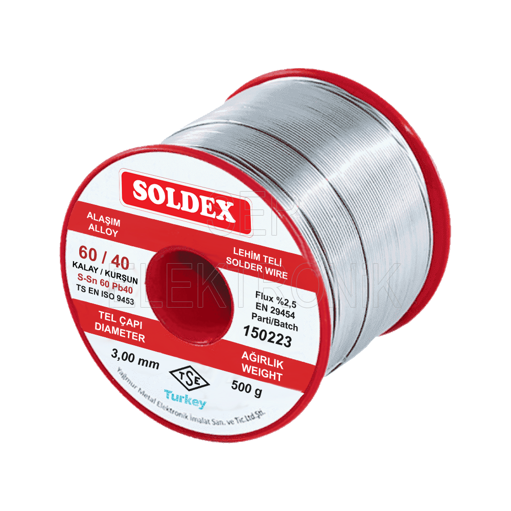 SOLDEX – 3.00mm 500gr. Lehim Teli Sn60 Pb40 Flux %2.5 » Ser Elektronik